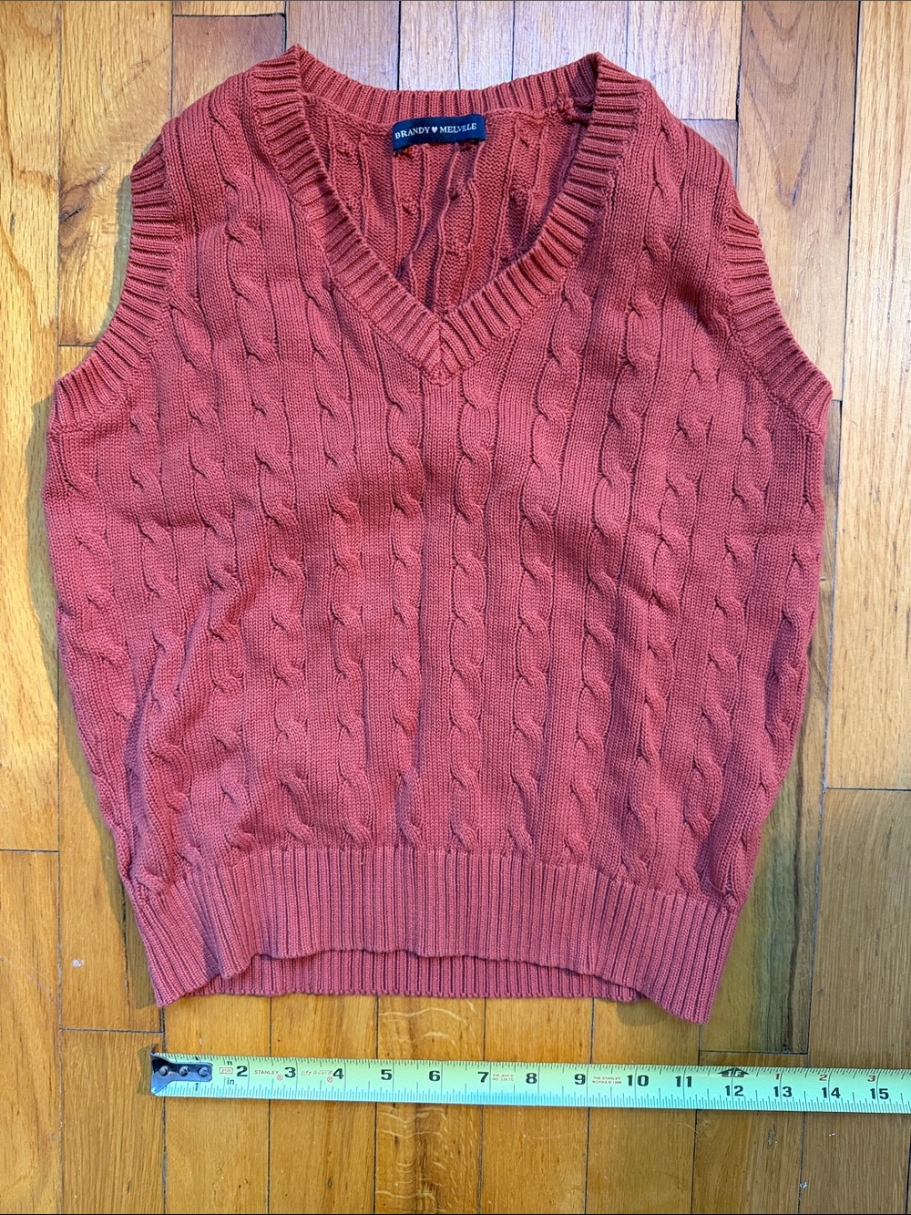 Brandy Melville Sweater Vest, One Size, Coral- Burnt Orange, 100% cotton